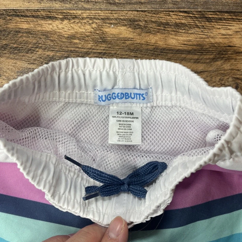 RuggedButts Swim Trunks Baby Boy 18-24m Lined‎ Colorblock Summer Beach